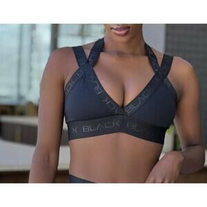 Actively Black Sports Bra Womens XL Strappy Elastic Band Athletic Gym New